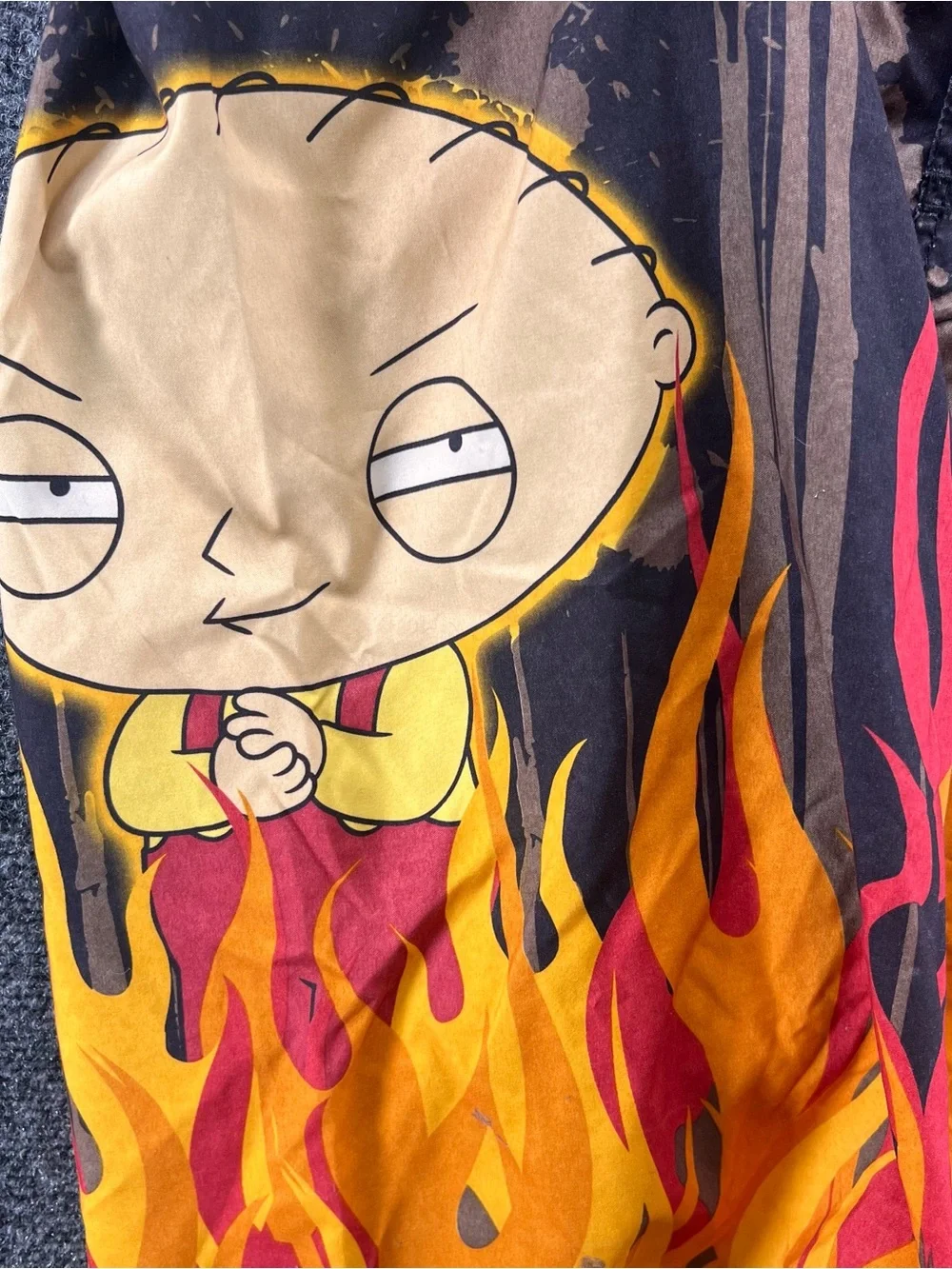 Vtg Family Guy Stewie Men’s Board Shorts Size 32 Fire Flames Retro Beach RARE